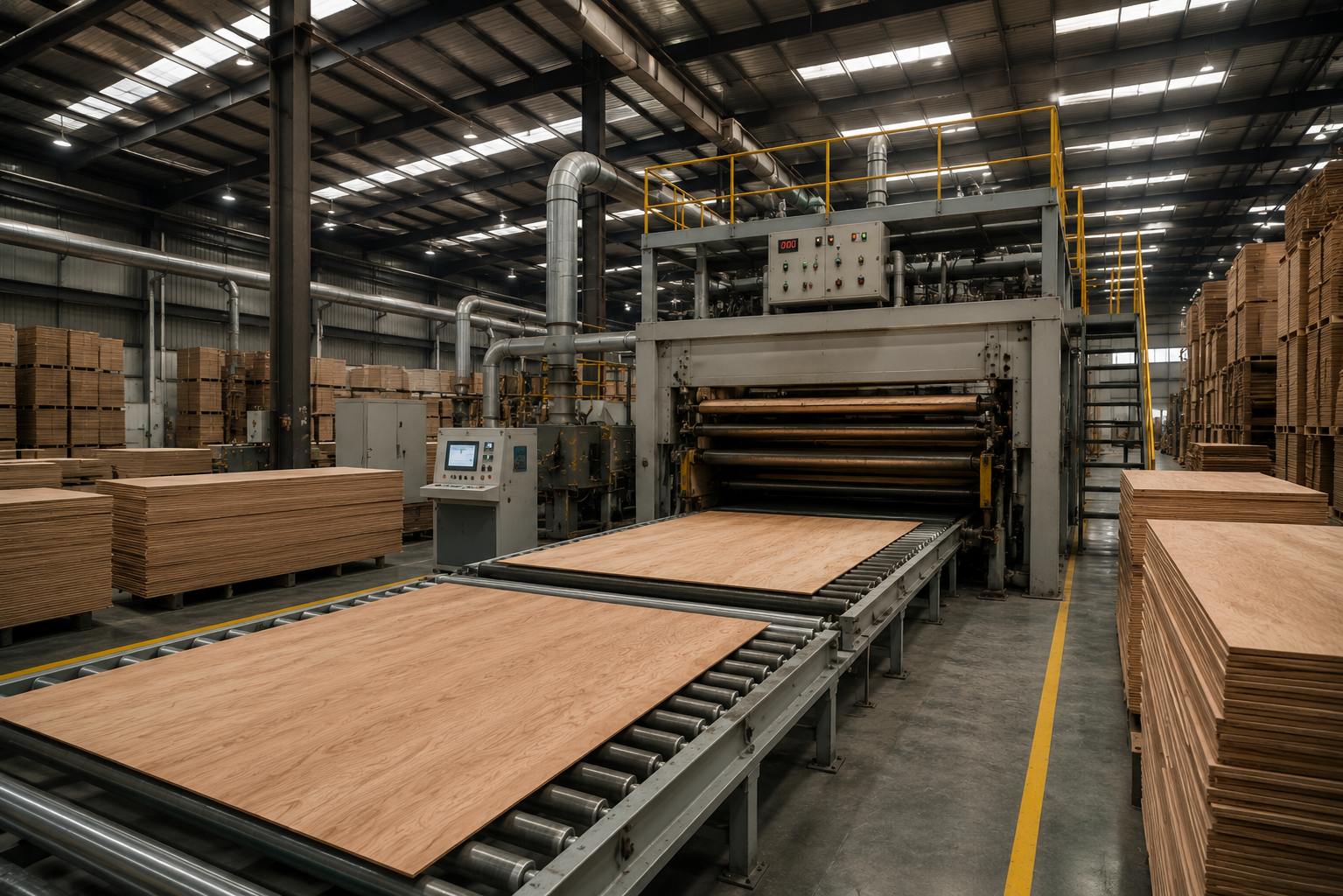 Wide hot-press / production-line image